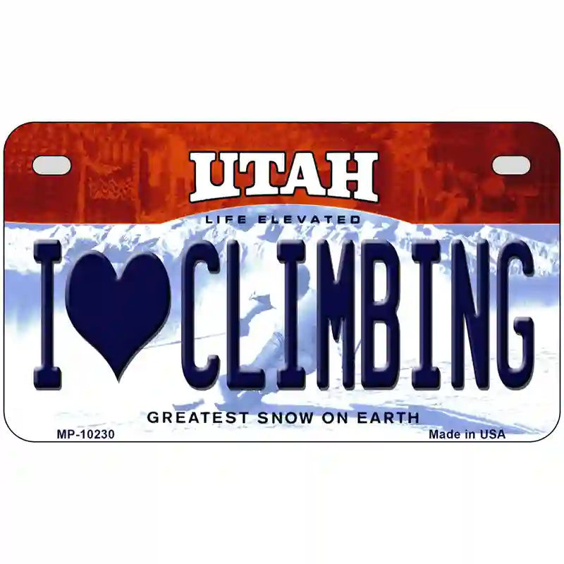 I Love Climbing Utah Metal Novelty License Plate 7" x 4" (MP)