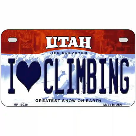 I Love Climbing Utah Metal Novelty License Plate 7" x 4" (MP)