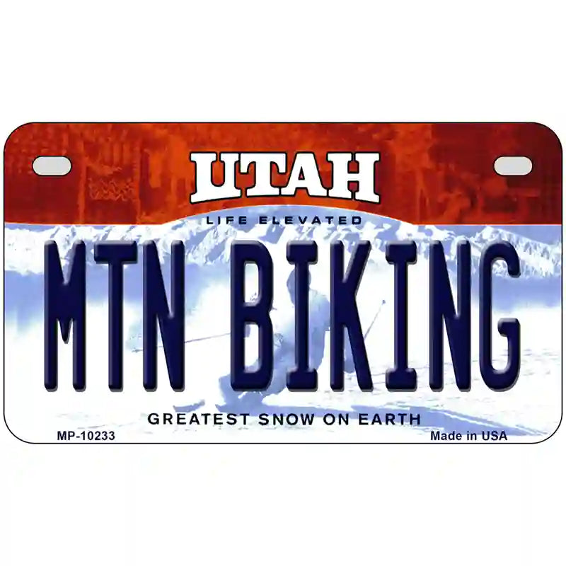 Mtn Biking Utah Metal Novelty License Plate 7" x 4" (MP)