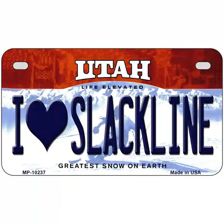 I Love Slackline Utah Metal Novelty License Plate 7" x 4" (MP)