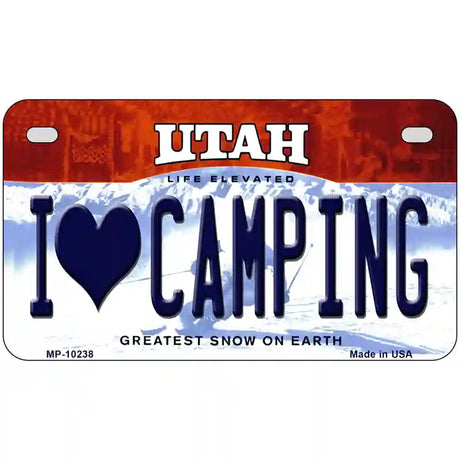 I Love Camping Utah Metal Novelty License Plate 7" x 4" (MP)