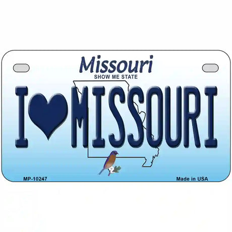 I Love Missouri Metal Novelty License Plate 7" x 4" (MP)