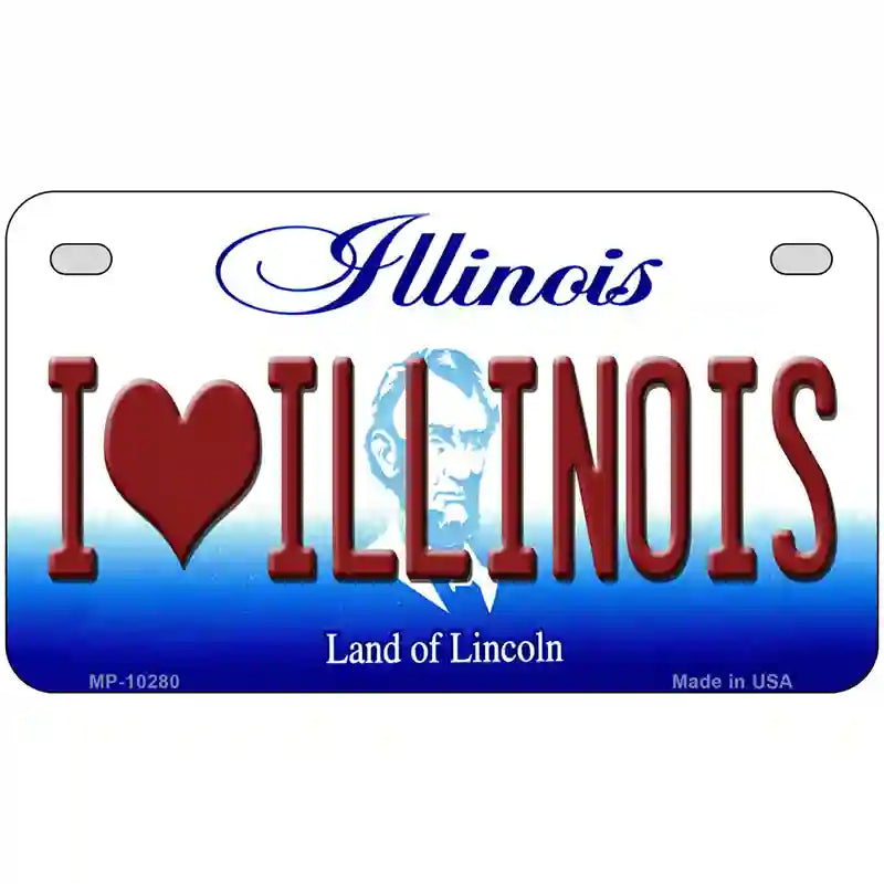 I Love Illinois Metal Novelty License Plate 7" x 4" (MP)