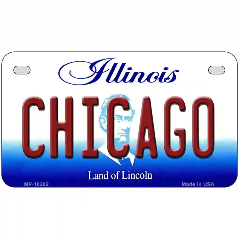 Chicago Illinois Metal Novelty License Plate 7" x 4" (MP)