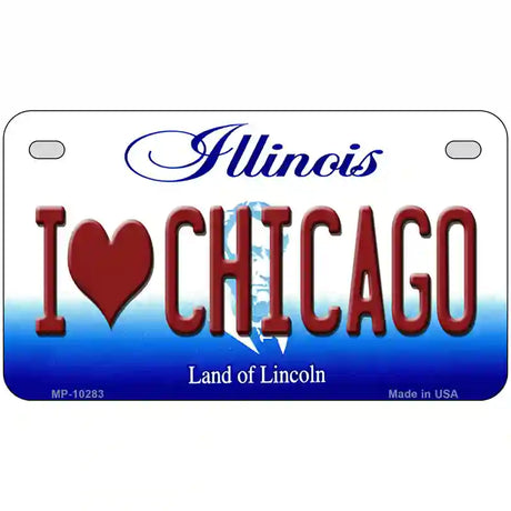 I Love Chicago Illinois Metal Novelty License Plate 7" x 4" (MP)