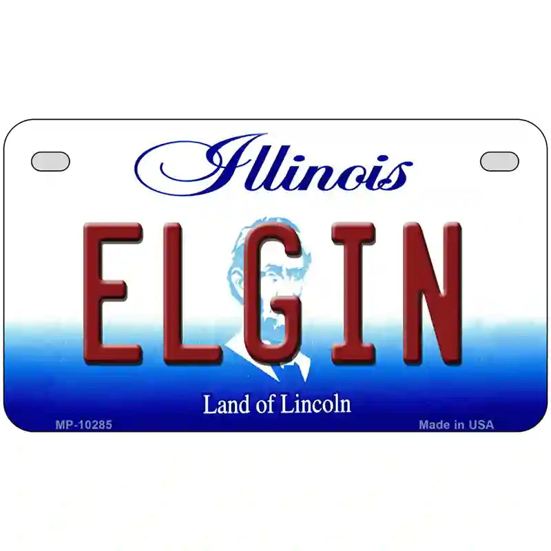 Elgin Illinois Metal Novelty License Plate 7" x 4" (MP)