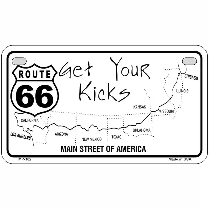 US Route 66 Map Novelty Metal License Plate 7" x 4" (MP)