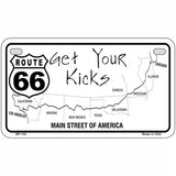 US Route 66 Map Novelty Metal License Plate 7" x 4" (MP)