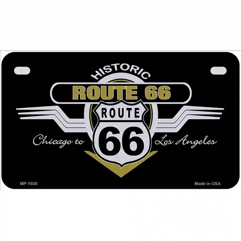 Route 66 Shield Wings Novelty Metal License Plate 7" x 4" (MP)