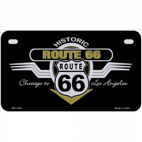 Route 66 Shield Wings Novelty Metal License Plate 7" x 4" (MP)