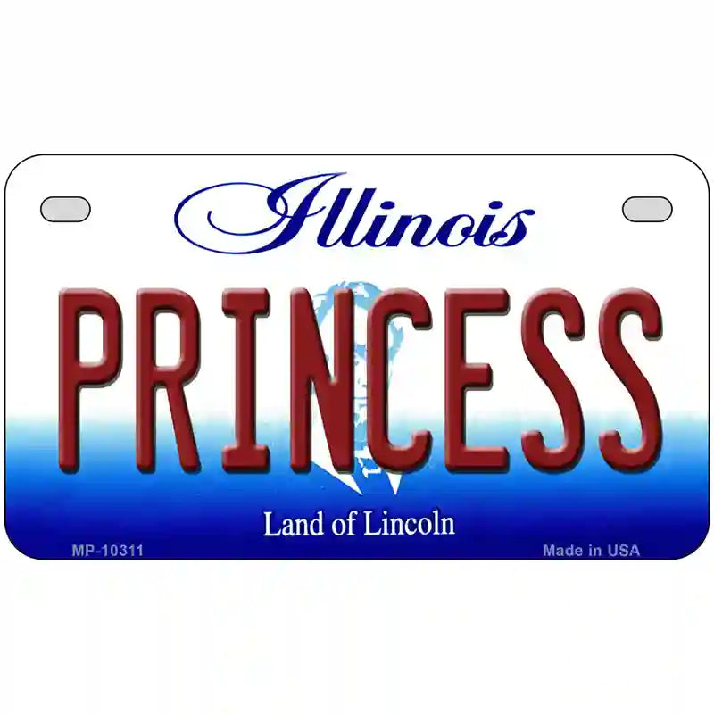 Princess Illinois Metal Novelty License Plate 7" x 4" (MP)