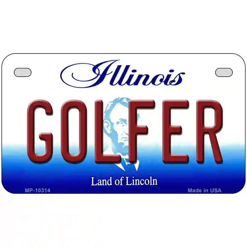 Golfer Illinois Metal Novelty License Plate 7" x 4" (MP)