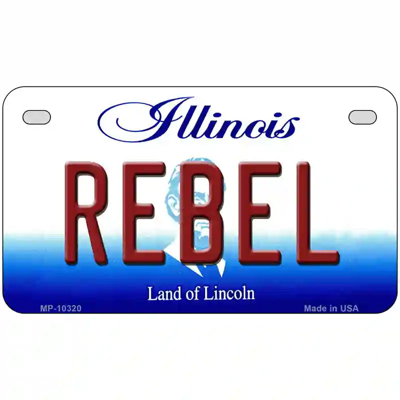 Rebel Illinois Metal Novelty License Plate 7" x 4" (MP)