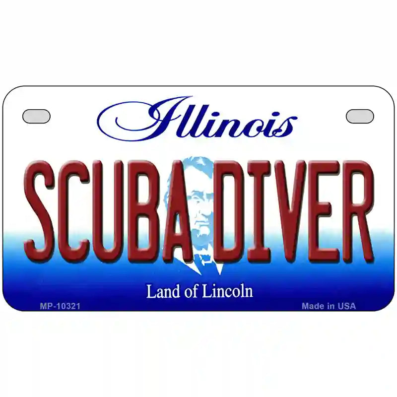 Scuba Diver Illinois Metal Novelty License Plate 7" x 4" (MP)