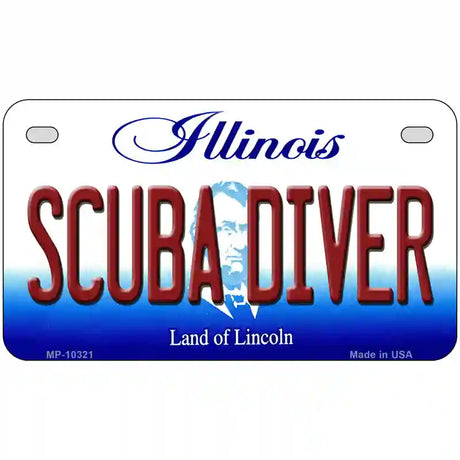 Scuba Diver Illinois Metal Novelty License Plate 7" x 4" (MP)