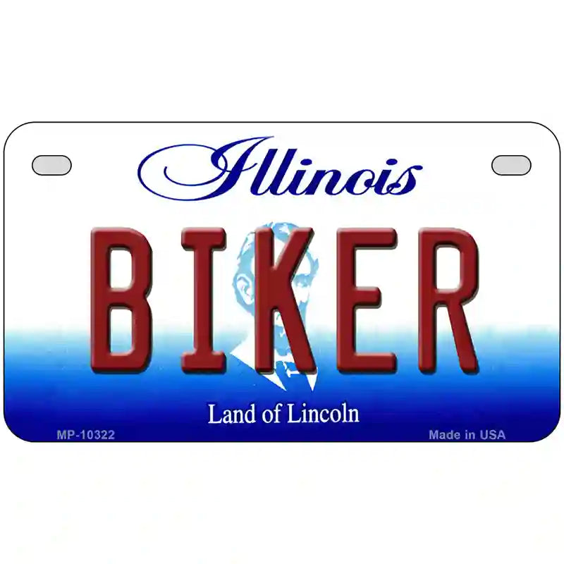 Biker Illinois Metal Novelty License Plate 7" x 4" (MP)