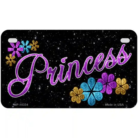 Princess Glitter Metal Novelty License Plate 7" x 4" (MP)