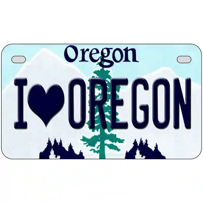 I Love Oregon Metal Novelty License Plate 7" x 4" (MP)