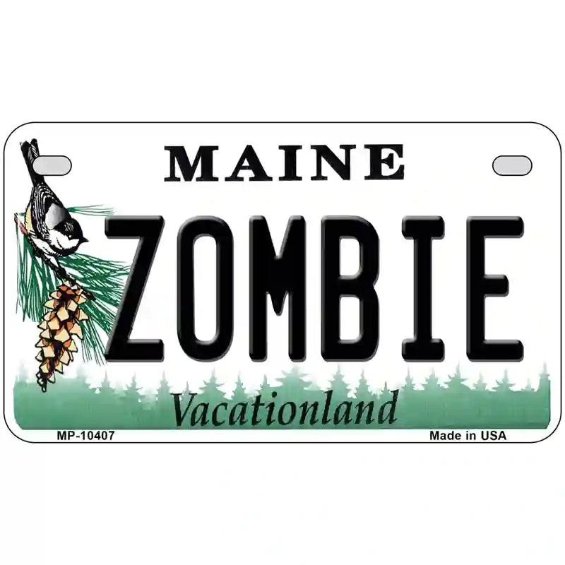 Zombie Maine Metal Novelty License Plate 7" x 4" (MP)