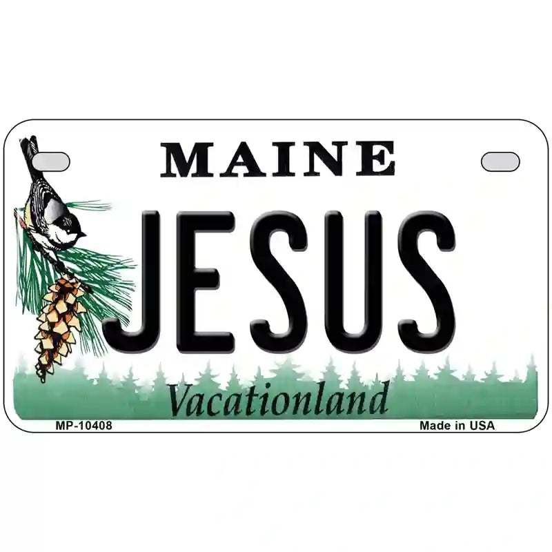 Jesus Maine Metal Novelty License Plate 7" x 4" (MP)