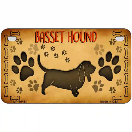 Basset Hound Novelty Metal License Plate 7" x 4" (MP)