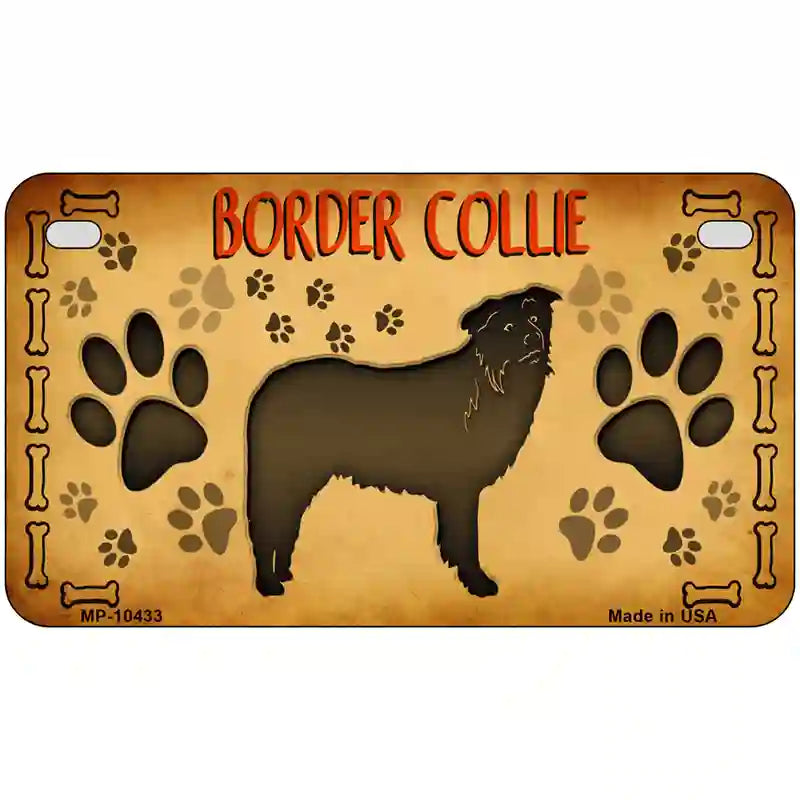 Border Collie Novelty Metal License Plate 7" x 4" (MP)