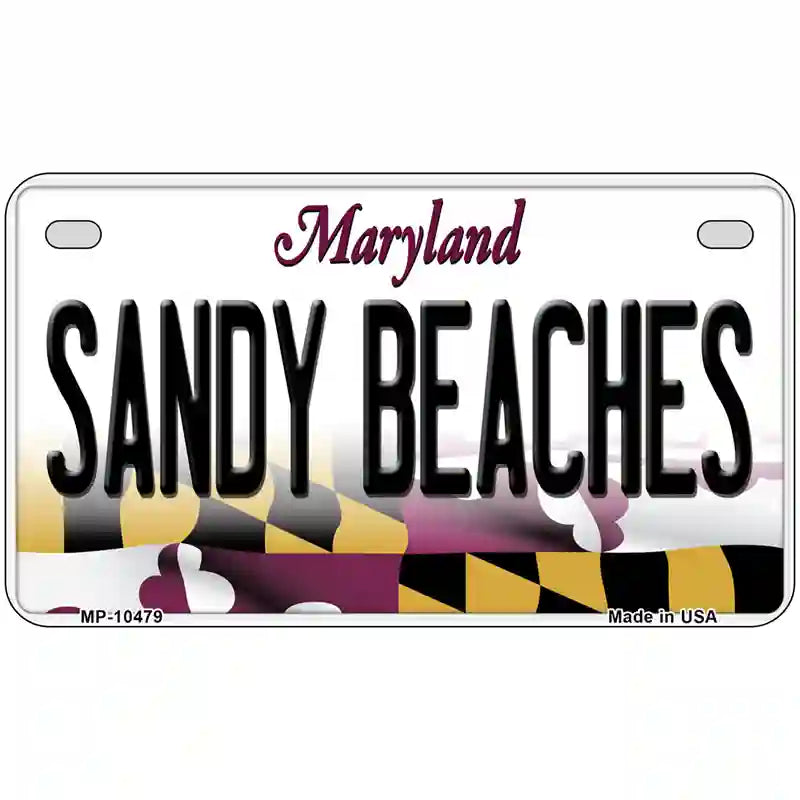 Sandy Beaches Maryland Metal Novelty License Plate 7" x 4" (MP)