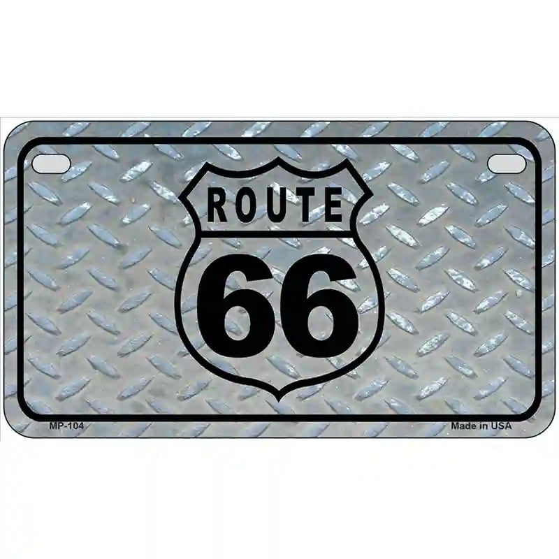 Route 66 Shield Diamond Metal License Plate 7" x 4" (MP)