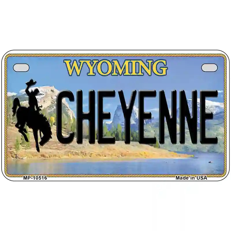 Cheyenne Wyoming Metal Novelty License Plate 7" x 4" (MP)