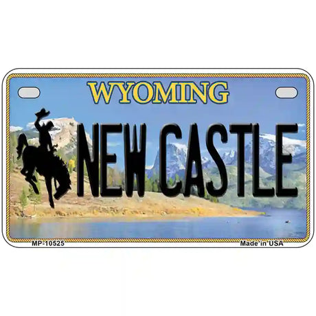 New Castle Wyoming Metal Novelty License Plate 7" x 4" (MP)