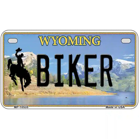 Biker Wyoming Metal Novelty License Plate 7" x 4" (MP)