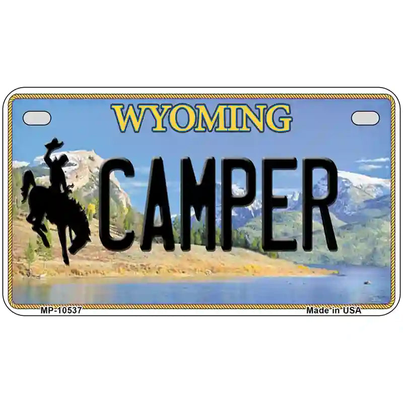 Camper Wyoming Metal Novelty License Plate 7" x 4" (MP)