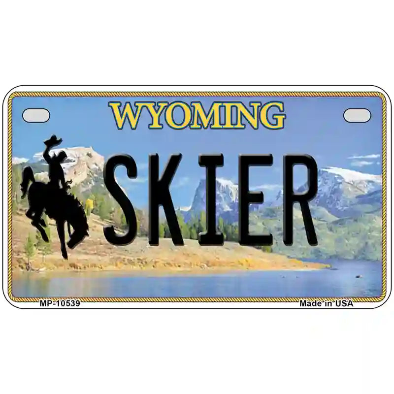 Skier Wyoming Metal Novelty License Plate 7" x 4" (MP)