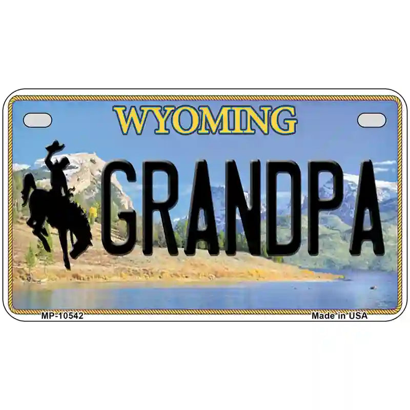 Grandpa Wyoming Metal Novelty License Plate 7" x 4" (MP)