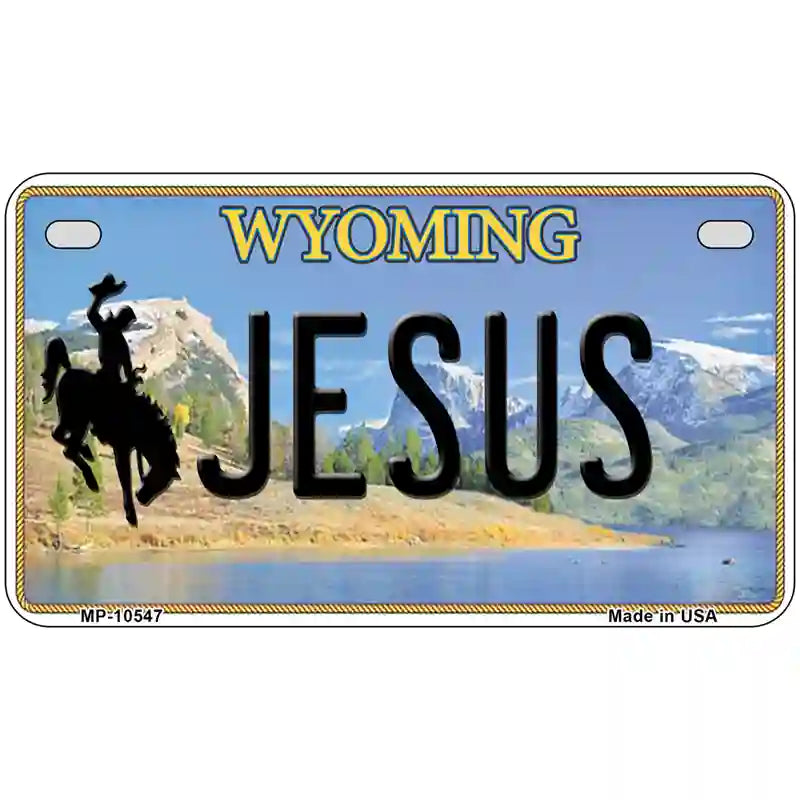 Jesus Wyoming Metal Novelty License Plate 7" x 4" (MP)