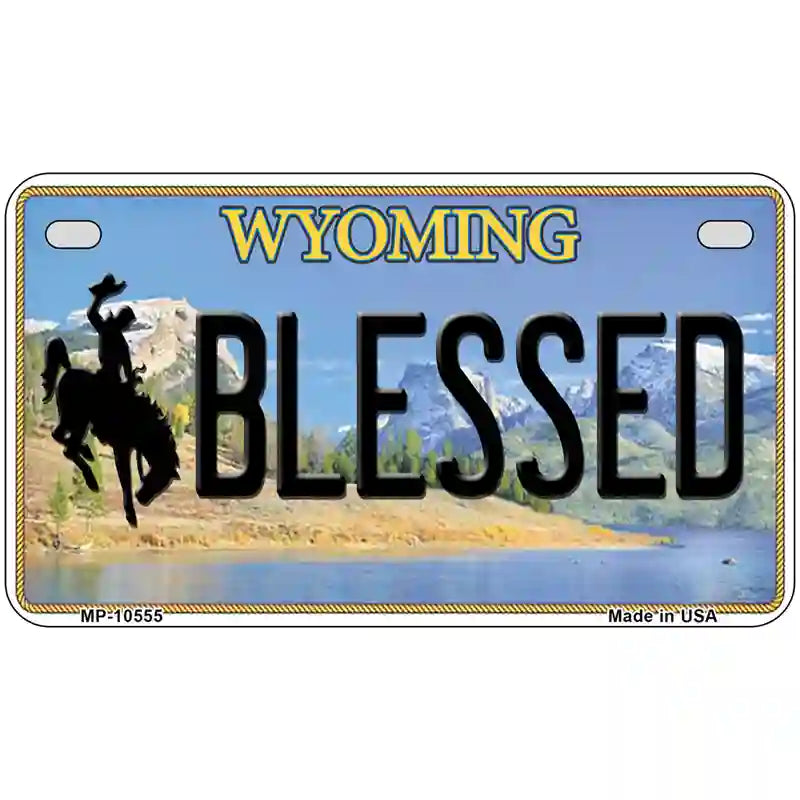 Blessed Wyoming Metal Novelty License Plate 7" x 4" (MP)