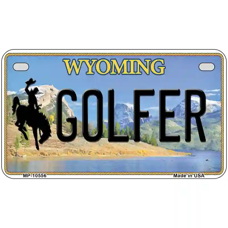 Golfer Wyoming Metal Novelty License Plate 7" x 4" (MP)