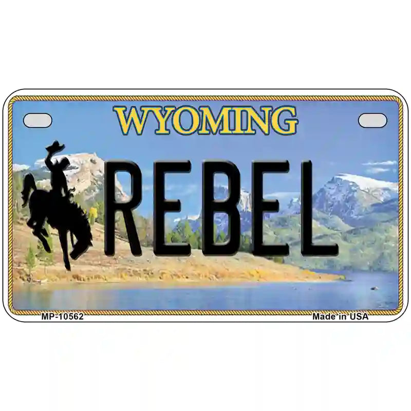 Rebel Wyoming Metal Novelty License Plate 7" x 4" (MP)