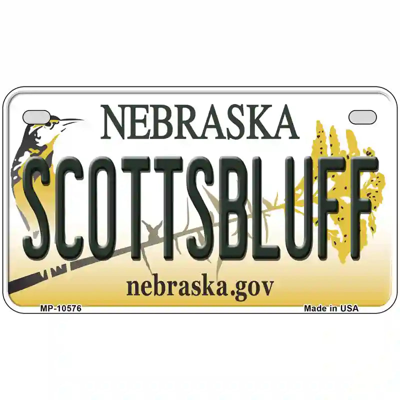 Scottsbluff Nebraska Metal Novelty License Plate 7" x 4" (MP)