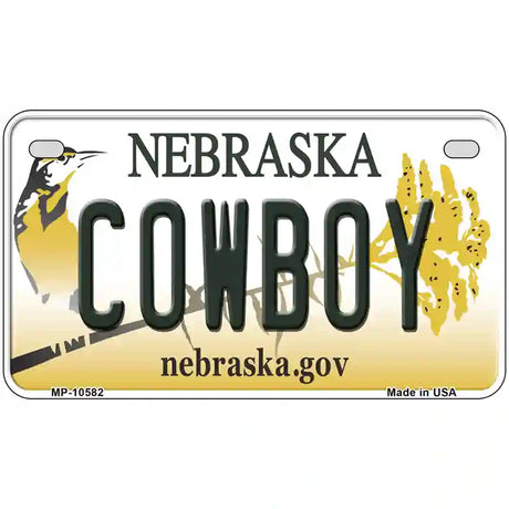 Cowboy Nebraska Metal Novelty License Plate 7" x 4" (MP)