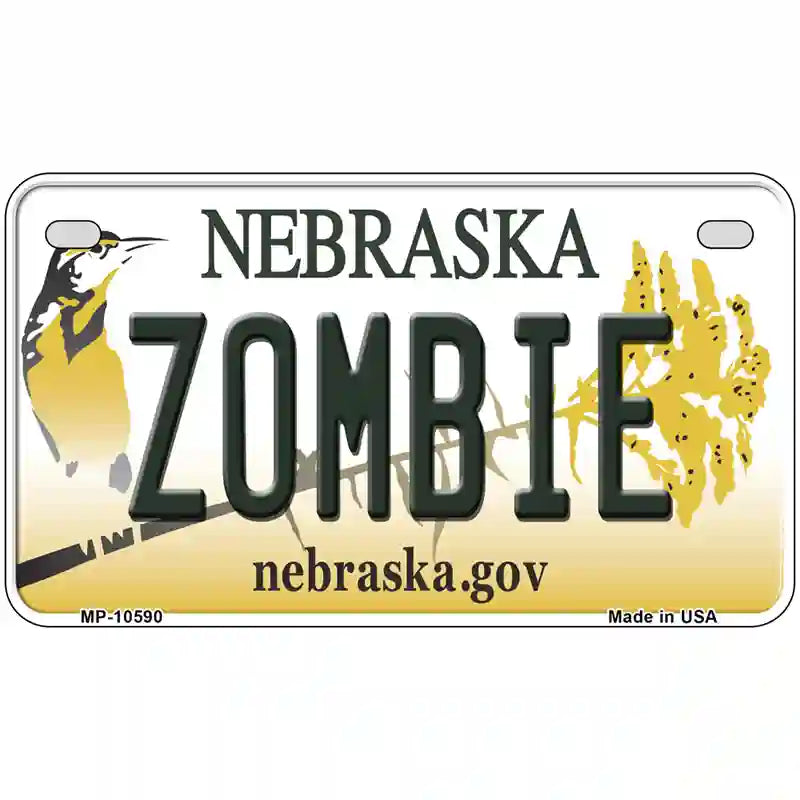 Zombie Nebraska Metal Novelty License Plate 7" x 4" (MP)