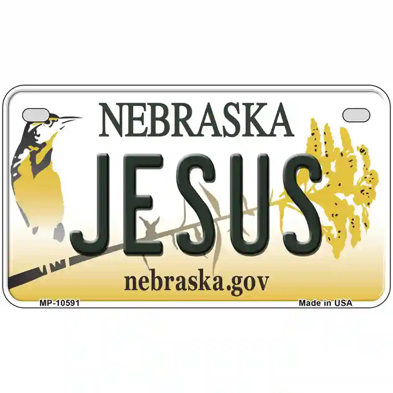 Jesus Nebraska Metal Novelty License Plate 7" x 4" (MP)