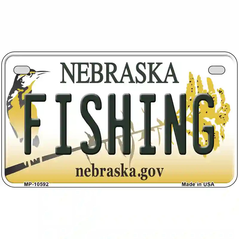 Fishing Nebraska Metal Novelty License Plate 7" x 4" (MP)