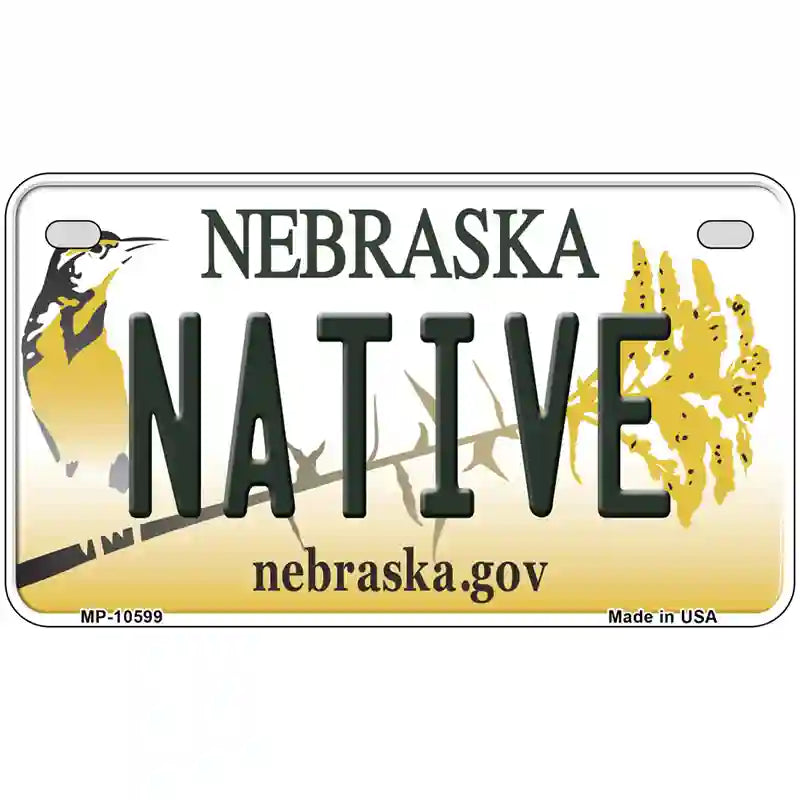 Native Nebraska Metal Novelty License Plate 7" x 4" (MP)