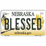 Blessed Nebraska Metal Novelty License Plate 7" x 4" (MP)