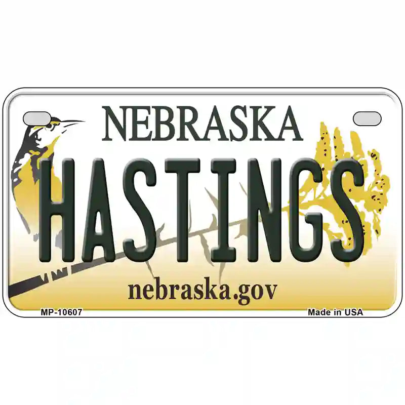 Hastings Nebraska Metal Novelty License Plate 7" x 4" (MP)