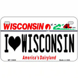 I Love Wisconsin Metal Novelty License Plate 7" x 4" (MP)