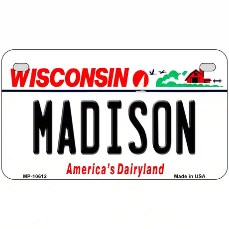 Madison Wisconsin Metal Novelty License Plate 7" x 4" (MP)