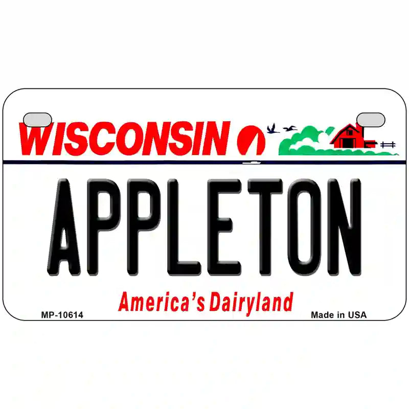 Appleton Wisconsin Metal Novelty License Plate 7" x 4" (MP)