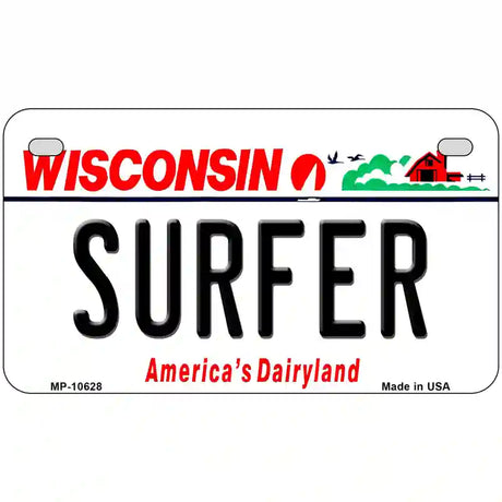 Surfer Wisconsin Metal Novelty License Plate 7" x 4" (MP)